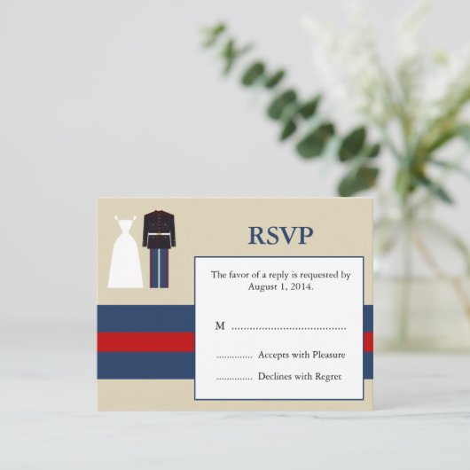 RSVP-kaart voor het uitnodigen van marineverbindin RSVP Kaartje (Staand voorkant)