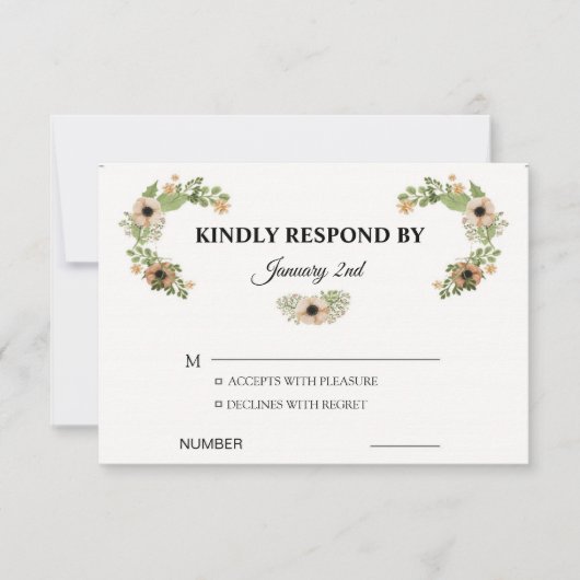 RSVP-kaart voor huwelijk (Voorkant)