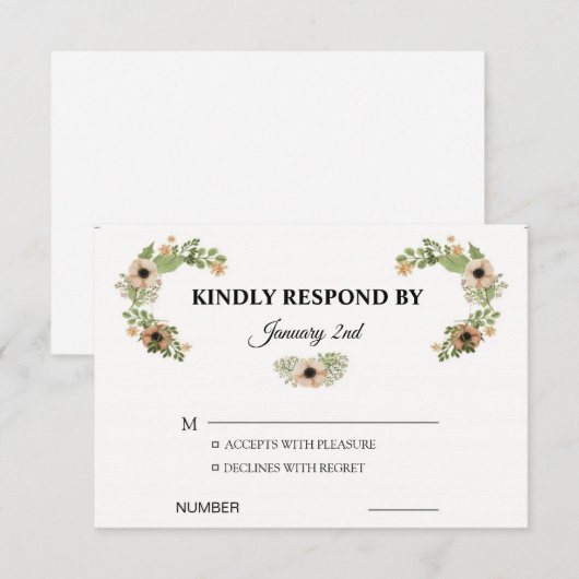 RSVP-kaart voor huwelijk (Voorkant / Achterkant)