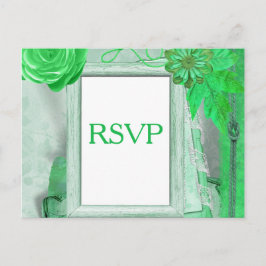 RSVP-kaart voor huwelijk in groen Uitnodiging Briefkaart