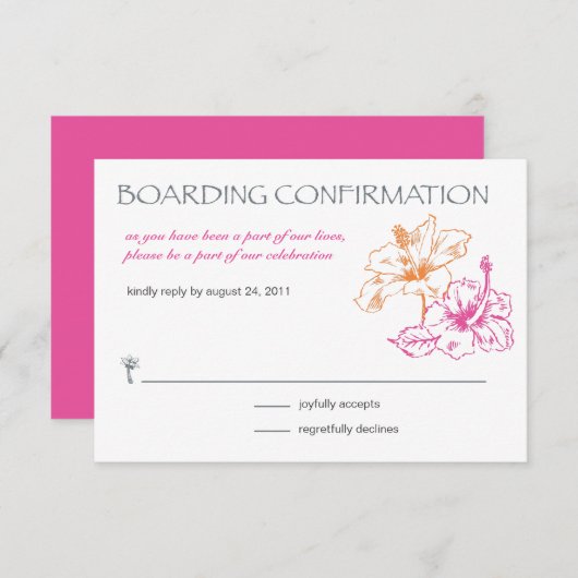 RSVP-kaart voor instapkaarten RSVP Kaartje (Voorkant / Achterkant)