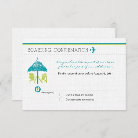 RSVP-kaart voor instapkaarten RSVP Kaartje (Voorkant / Achterkant)