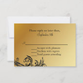 RSVP-kaart voor Jubileum met zwart en gouden bruil RSVP Kaartje (Voorkant)