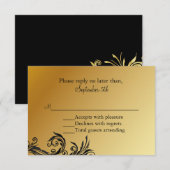 RSVP-kaart voor Jubileum met zwart en gouden bruil RSVP Kaartje (Voorkant / Achterkant)