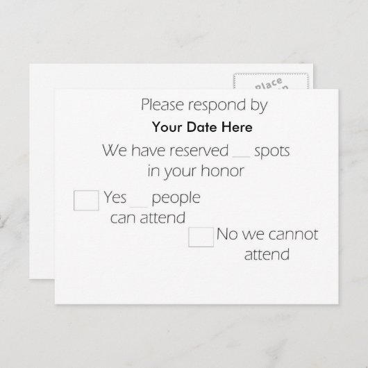 RSVP-kaart voor Kaart met lange gebruiksduur (Voorkant / Achterkant)