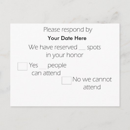 RSVP-kaart voor Kaart met lange gebruiksduur (Voorkant)