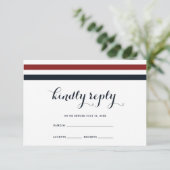 RSVP-kaart voor kustbruiloft Blue Red en White RSVP Kaartje (Staand voorkant)