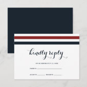 RSVP-kaart voor kustbruiloft Blue Red en White RSVP Kaartje (Voorkant / Achterkant)