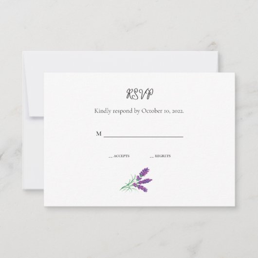 RSVP-kaart voor legant lavender Wedding RSVP Kaartje (Voorkant)
