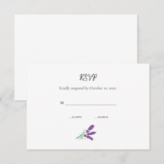 RSVP-kaart voor legant lavender Wedding RSVP Kaartje (Voorkant / Achterkant)