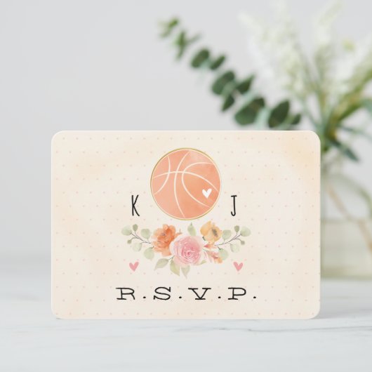 RSVP-kaart voor liefhebbers en Basketball Weddensc RSVP Kaartje (Staand voorkant)