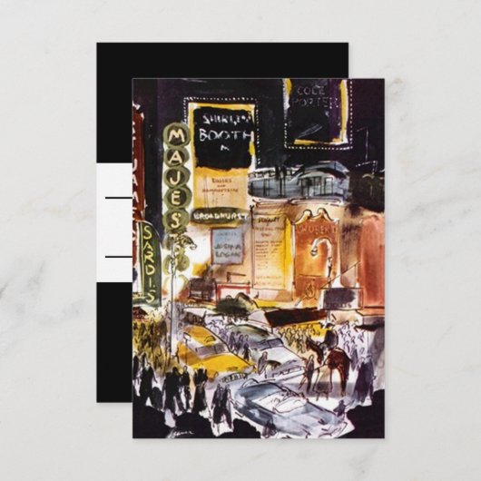 RSVP-kaart voor NYC-bioscoopdistrict ~Fun om aan t RSVP Kaartje (Voorkant / Achterkant)