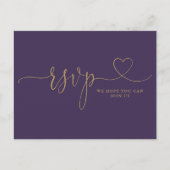 RSVP-kaart voor Paars Gold Heart Script Song Reque Uitnodiging Briefkaart (Voorkant)