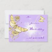 RSVP-kaart voor Paarse peach Butterfly Kaart (Voorkant)