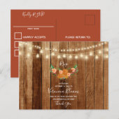 RSVP-kaart voor Robuust Barn Wood Post Briefkaart (Voorkant / Achterkant)