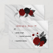 RSVP-kaart voor rode en zwarte bloemen RSVP Kaartje (Voorkant / Achterkant)