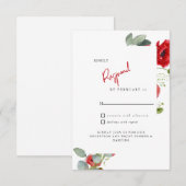 RSVP-kaart voor rode Floral Wedding RSVP Kaartje (Voorkant / Achterkant)
