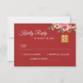 RSVP-kaart voor roodpony, moderne Chinese bruiloft RSVP Kaartje (Voorkant)