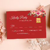 RSVP-kaart voor roodpony, moderne Chinese bruiloft RSVP Kaartje
