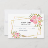 RSVP-kaart voor roze koraal en gouden Lijst RSVP Kaartje (Voorkant)