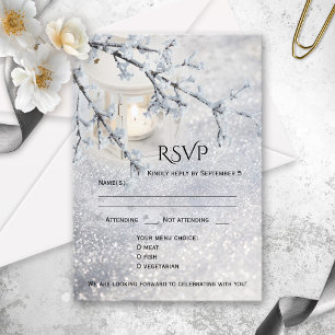 RSVP-kaart voor sneeuwwinterbruiloft Kaart