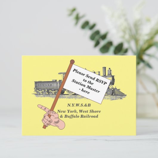 RSVP-kaart voor stamtrain Man op zaterdag RSVP Kaartje (Staand voorkant)