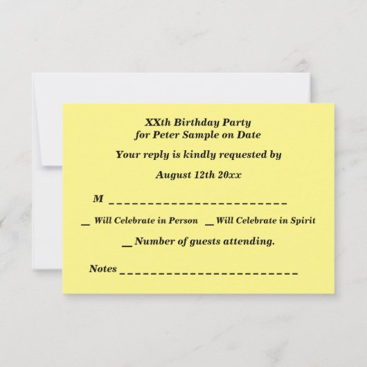 RSVP-kaart voor stamtrain Man op zaterdag RSVP Kaartje (Achterkant)