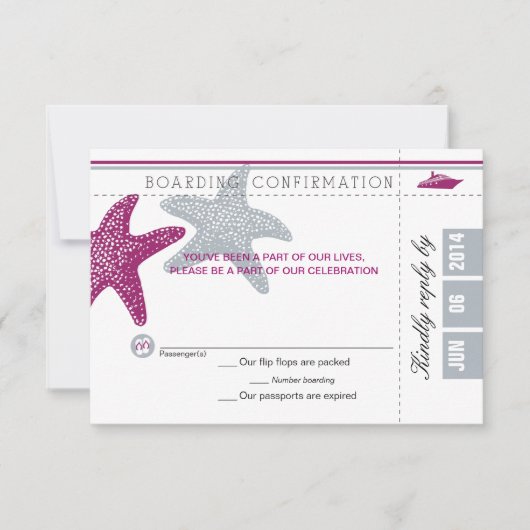 RSVP-kaart voor Starfish boarding Pass RSVP (Voorkant)