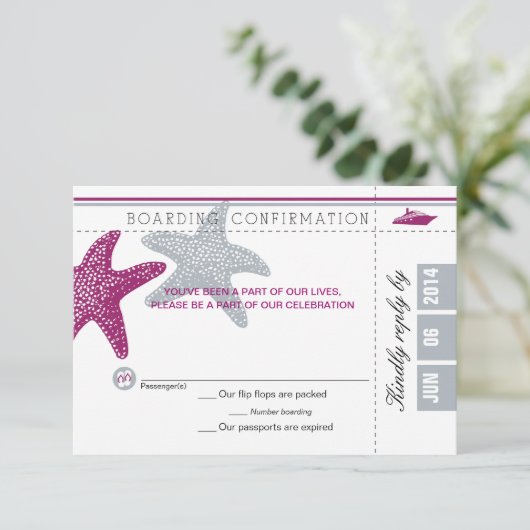 RSVP-kaart voor Starfish boarding Pass RSVP (Staand voorkant)