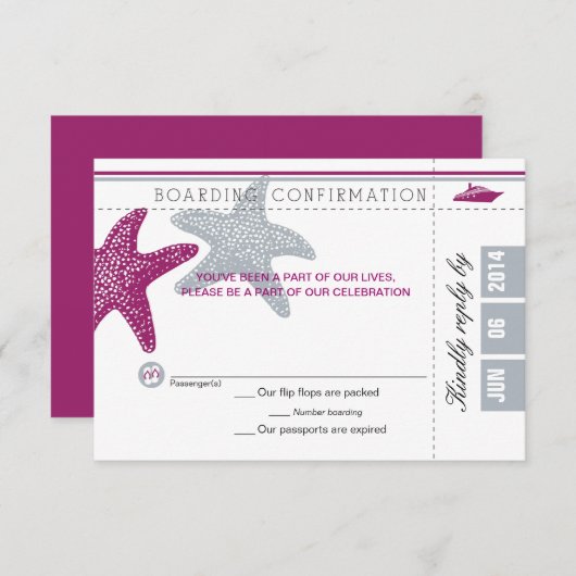 RSVP-kaart voor Starfish boarding Pass RSVP (Voorkant / Achterkant)