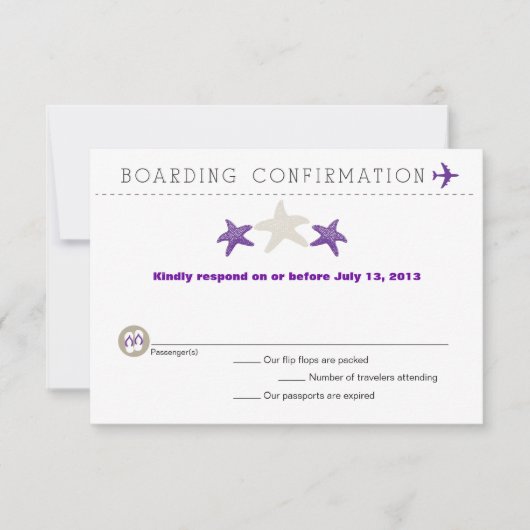 RSVP-kaart voor Starfish boarding Pass RSVP (Voorkant)