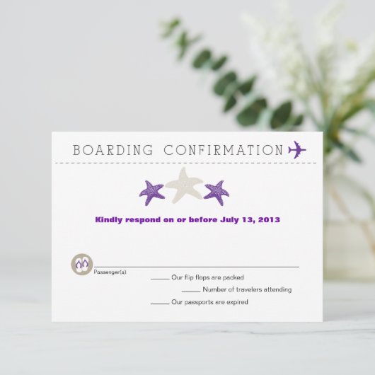 RSVP-kaart voor Starfish boarding Pass RSVP (Staand voorkant)