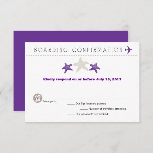 RSVP-kaart voor Starfish boarding Pass RSVP (Voorkant / Achterkant)