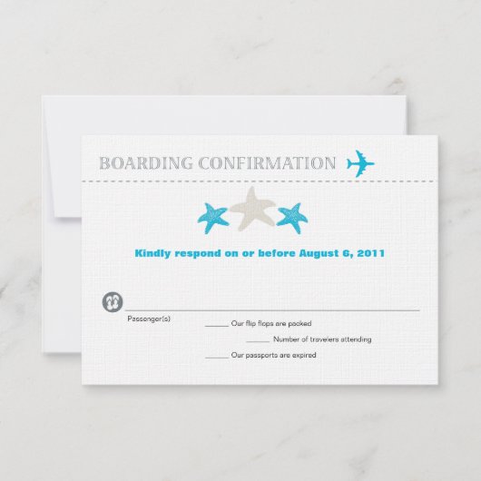 RSVP-kaart voor Starfish boarding Pass RSVP (Voorkant)