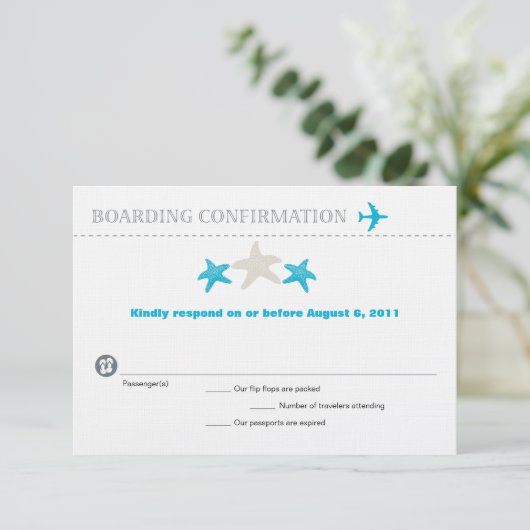 RSVP-kaart voor Starfish boarding Pass RSVP (Staand voorkant)