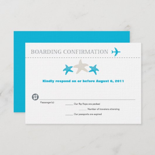 RSVP-kaart voor Starfish boarding Pass RSVP (Voorkant / Achterkant)
