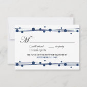 RSVP-kaart voor stippen en stro (wit/marine) RSVP Kaartje (Voorkant)