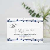 RSVP-kaart voor stippen en stro (wit/marine) RSVP Kaartje (Staand voorkant)