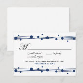 RSVP-kaart voor stippen en stro (wit/marine) RSVP Kaartje (Voorkant / Achterkant)