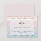 RSVP-kaart voor strand Shimmer roze Ocean Waters RSVP Kaartje (Voorkant / Achterkant)