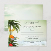 RSVP-kaart voor Tropical Beach Destination Wedding Kaart (Voorkant / Achterkant)
