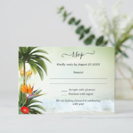 RSVP-kaart voor Tropical Beach Destination Wedding Kaart