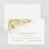 RSVP-kaart voor Tropical Gold Palm bruiloft RSVP Kaartje (Voorkant / Achterkant)