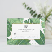 RSVP-kaart voor Tropical Summer Wedding RSVP Kaartje (Staand voorkant)