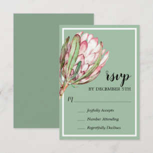 RSVP-kaart voor Tropische Protea Holiday RSVP Kaartje