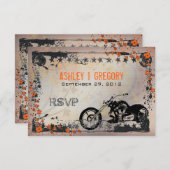 RSVP kaart voor trouwfeest met motor of motorfiets (Voorkant / Achterkant)