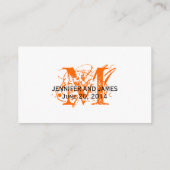 RSVP-kaart voor trouwwebsite Oranje Chic Monogram Informatiekaartje (Achterkant)
