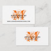 RSVP-kaart voor trouwwebsite Oranje Chic Monogram Informatiekaartje (Voorkant / Achterkant)