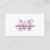 RSVP-kaart voor trouwwebsite Paarse chique monogra Informatiekaartje (Achterkant)