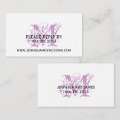 RSVP-kaart voor trouwwebsite Paarse chique monogra Informatiekaartje (Voorkant / Achterkant)